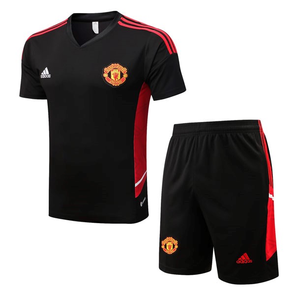 Camiseta Entrenamiento Manchester United Conjunto Completo 2022 2023 Negro